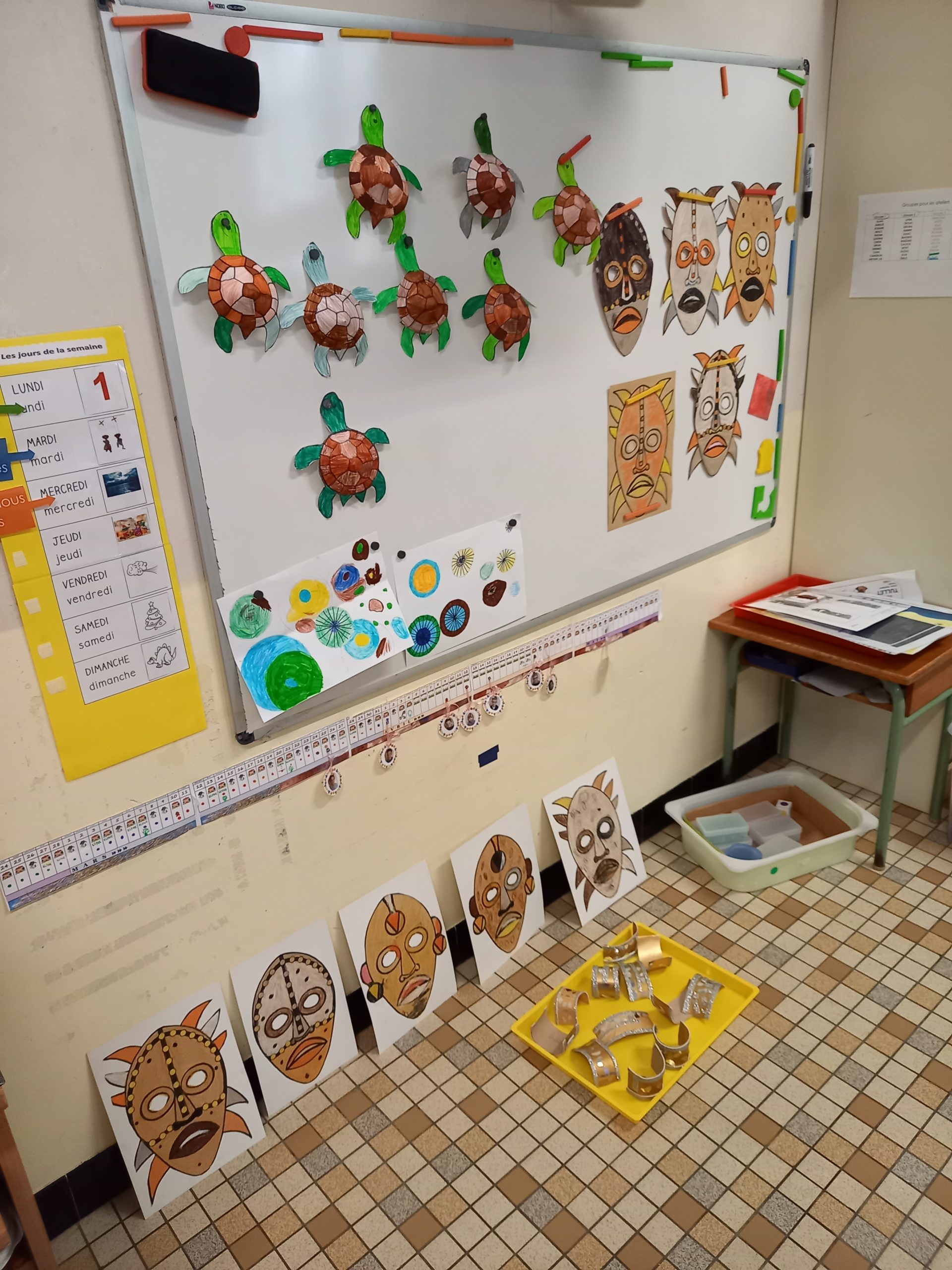 Arts d’ici et d’ailleurs avec la classe de TPS-PS-MS d’Annie et la classe de CE 2 CM1 de Gwénaëlle